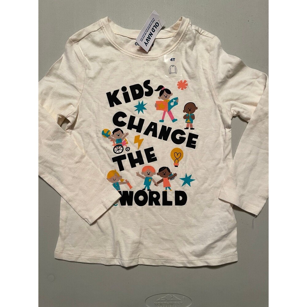 Old Navy Kids Change The World Long Sleeve Shirt 4T NWT